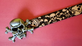 Skulls&lt; Skulls&lt; Sulls Genuine Cowhide Leather Belt &amp; Skull Detail Epoxy Buckle - £35.19 GBP