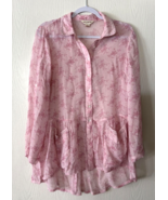 April Cornell pink sheer Aimee blouse tunic oversized floral cottage fai... - $549.33 MXN