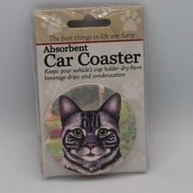 Super Absorbent Car Coaster - Cat - Silver Tabby - £4.34 GBP