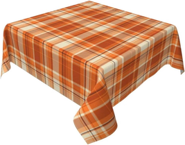 Fall Tablecloth 60X60 Inch Square Autumn Thanksgiving Plaid Table Cloth Wrinkle - £20.97 GBP