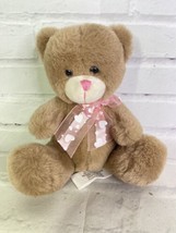 Burton Brown Teddy Bear With Pink White Heart Bow Nose Plush Toy Stuffed Animal - $31.19