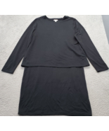 Pure Jill Layered Midi Dress Womens Small Black Luxe Tencel Stretch Long... - $29.41