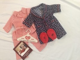 American Girl Doll Molly McIntire Classic Striped Pajamas Robe Red Slipp... - $39.59