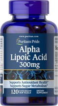 Puritan&#39;s Pride Alpha Lipoic Acid Softgel 300mg, Supports Antioxidant He... - $34.99