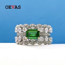 100% 925 Sterling Silver Full High Carbon Diamond Emerald Rings For Women Sparkl - £43.00 GBP