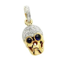 2Ct Round Cut Lab-Created Sapphire Gothic Skull Pendant 14k Yellow Gold Plated - £219.33 GBP