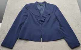 Rafaella Studio Blazer Women&#39;s 14 Navy Lined Waterfall Collar Hook &amp; Eye Front - $23.09