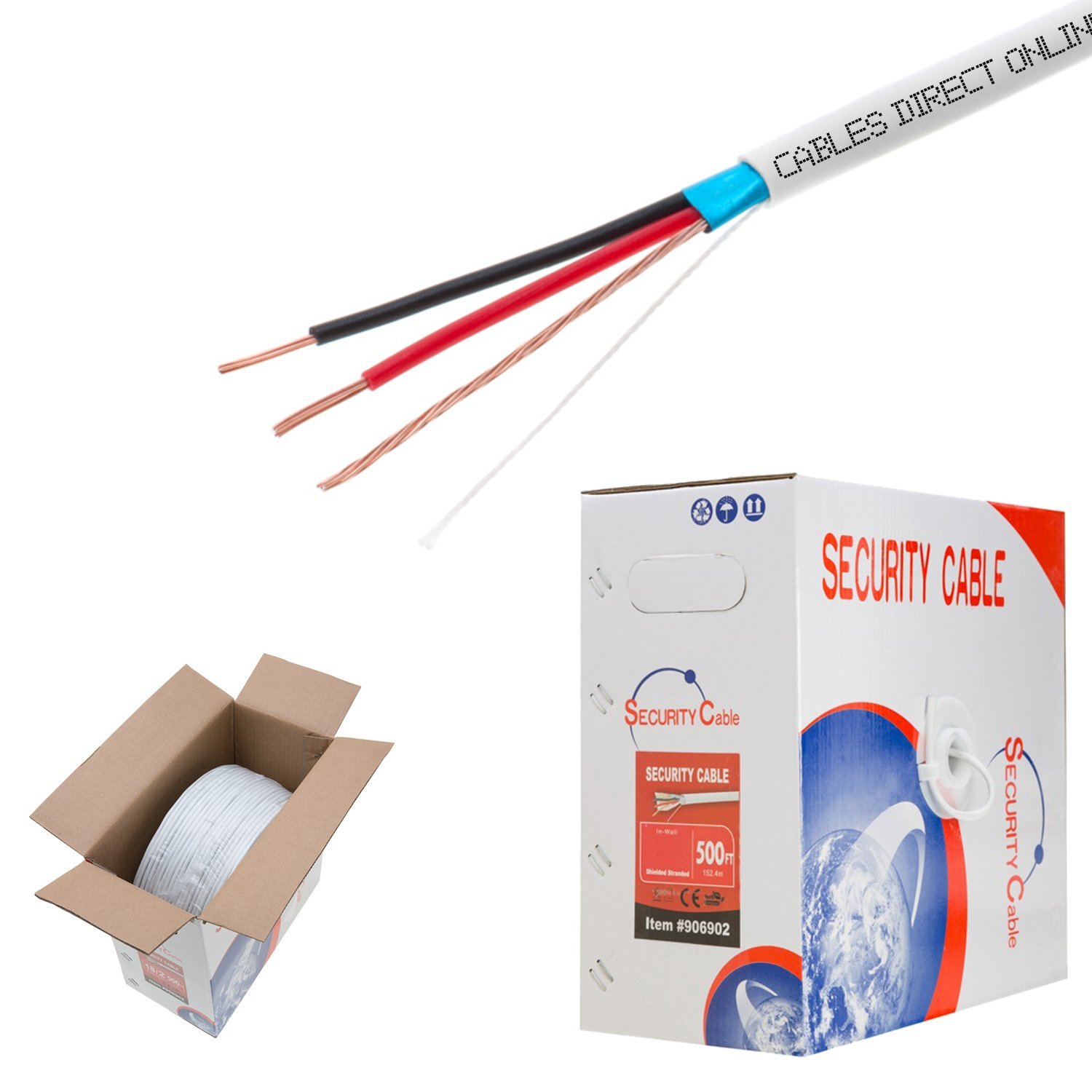 Cables Direct Online 500ft Stranded 22/2 Alarm CCA FTP Shielded Cable for Low Vo