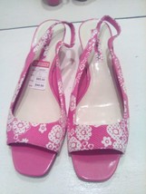 Bandolino Womens Jacey Open Toe Slingback Sandals Pink Floral Size 11 wedge - £30.97 GBP