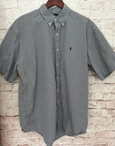 Vintage Ralph Lauren Blake Short Sleeve Shirt MEN XL Two Ply Cotton Blue Plaid - £18.16 GBP