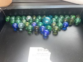 30 (1 Large)Glass Marbles Metallic Iridescent Purple/Green/Blue - £13.91 GBP