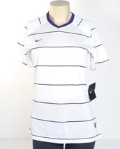 Nike Dri Fit White &amp; Purple Stripe Short Sleeve Athletic Shirt Womans NWT - £40.17 GBP