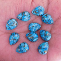 18x25 mm Pear Natural Composite Blue Copper Turquoise Cabochon Gemstone 2 pcs - £34.24 GBP