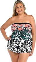 Maxine Of Hollywood Floating Flower Bandeau Sarong One Piece Swimsuit Sz... - £25.74 GBP