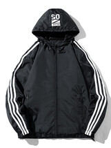 Black Loose Fitting Men&#39;s Jacket With Hood And Windproof In Stock - $15.00+