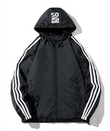 Black Loose Fitting Men&#39;s Jacket With Hood And Windproof In Stock - $20.81 CAD+