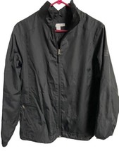 Port Authority Windbreaker  Jacket  Womens L Lined Zippered Black  Embro... - $14.93