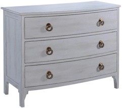 Chest of Drawers Athens Bow Front Pewter Gray Solid Wood Brass 3 Deep Drawers - £1,453.10 GBP
