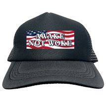 TRUMP AWAKE NOT WOKE MAGA FLAG FUNNY Trucker Hat Cap Foam Mesh Baseball ... - $15.83