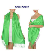 Grass Green - 2Ply Scarf 78X28 LONG Solid Silk Pashmina Cashmere Shawl Wrap - £14.25 GBP