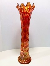 Fenton Antique Iridescent Marigold Carnival Glass Rustic 9 Flute Hobnail... - $199.95