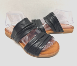 MIZ MOOZ WOMEN&#39;S   LEATHER SLIP  SANDALS BLACK 37EU / 7US  # K-92 - $79.15