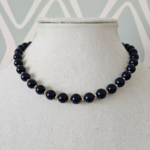 Monet Blue Lucite Gold Tone 16 in Beaded Necklace - $16.63