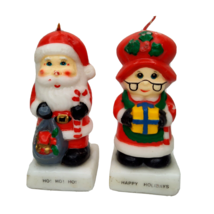 Vintage Christmas 3D Candle 6&quot; Santa Claus Mrs. Claus Hand Painted Candles 1983 - £8.69 GBP