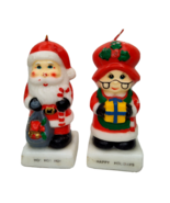 Vintage Christmas 3D Candle 6&quot; Santa Claus Mrs. Claus Hand Painted Candl... - £8.55 GBP