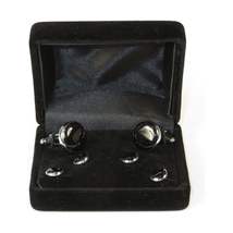 Men's J.Valintin Tuxedo Shirt Cufflinks Stud Set Black Silver 92565 image 4