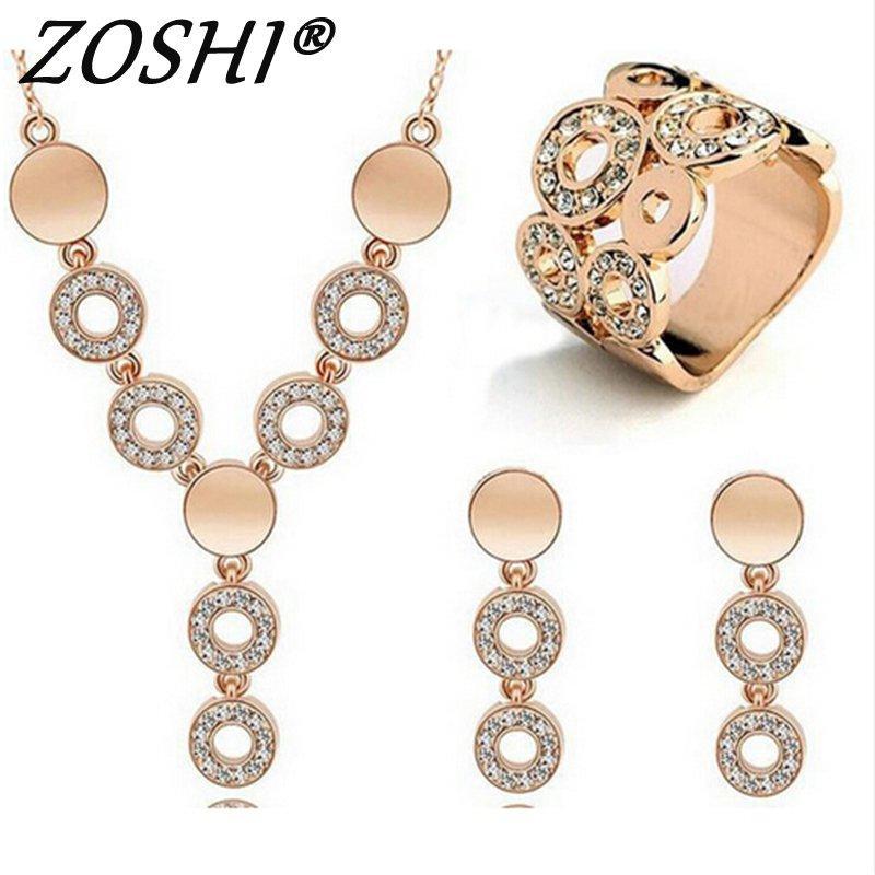 Classy Sparking Crystal Necklace Wedding Gold/Silver Jewelry Set