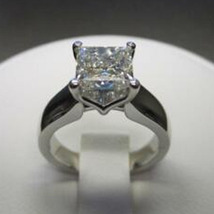 3 Ct Princess Cut CZ White Diamond Solitaire Wedding Ring 14k White Gold Finish - £60.73 GBP