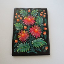 Small Decorative Lacquered Hand Painted Floral Wooden Board Petrykivka Style - £15.98 GBP