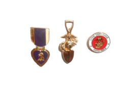 Purple Heart &amp; Marine Corps Enamel Lapel Hat Pins Semper Fidelis - $12.99