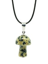 Mushroom Necklace Dalmatian Jasper Pendant Crystal Natural Gemstone Spiritual - £3.99 GBP