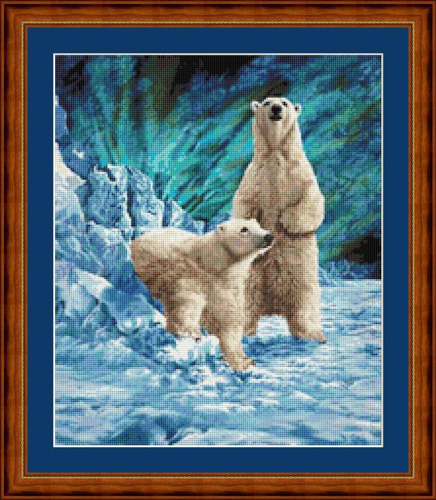 POLAR BEARS  - pdf cross stitch chart Original Artwork © Steven Michael ... - $12.00