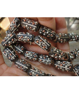 Vintage Tribal Ethnic Horn Wood Bead Metal Studs Strand - £15.14 GBP