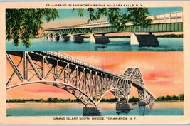 Multi View Grand Island Bridges North South New York Postcard 1941 - £11.63 GBP