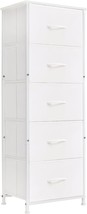 Somdot Tall Dresser For Bedroom, 5 Drawer Storage Organizer Chest, White... - £67.84 GBP
