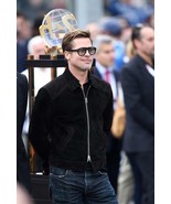 Brad Pitt Black Suede Leather Jacket for Men Size XS S M L XL XXL Custom... - £114.04 GBP