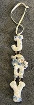 Christmas Ornaments Snowman Blue White JOY Resin   Holiday JOY - $16.36