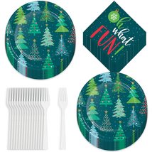HOME &amp; HOOPLA Colorful Holiday Cheer Christmas Tree Paper Dessert Party Plates,  - £12.02 GBP