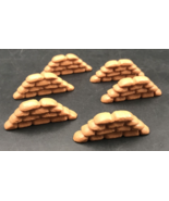 Six (6) Pile of Sandbags Brown Plastic Army Men Accessory 2&quot; Long 7/8&quot; Tall - £5.75 GBP