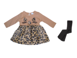 NEW Baby Girl Cat Leopard Print Dress Gymboree Black Tights Size 6-9 Mon... - £15.62 GBP