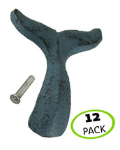 Cast Iron Whale Tail Drawer Pulls Cabinet Knobs Coastal Decor Handles Set of 12 - £23.47 GBP+