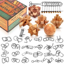 Brain Teaser Wooden Metal Puzzles - Stocking Stuffers Brain Teaser Disentangleme - £34.70 GBP