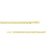 14K Solid Yellow Gold Rolo Chain Paper Clip Bracelet 7.5 inches - £468.43 GBP