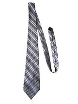 Liz Claiborne Crazy Horse Silk Tie Purple Silver Striped Handmade Necktie - $15.30