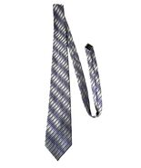 Liz Claiborne Crazy Horse Silk Tie Purple Silver Striped Handmade Necktie - $15.30
