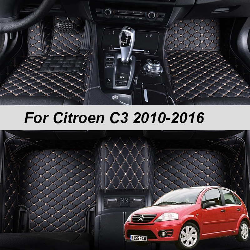 Custom Made Leather Car Floor Mats For Citroen C3 2010 2011 2012 2013 20... - £91.82 GBP